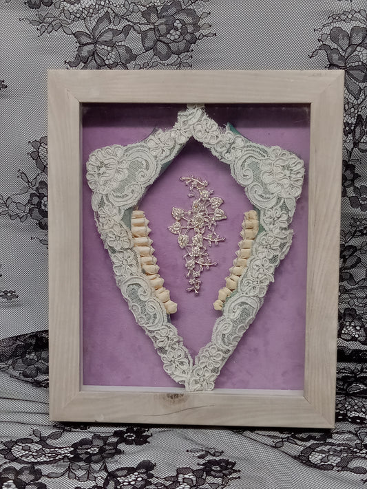 Lace Covered Deer Jaws Framed